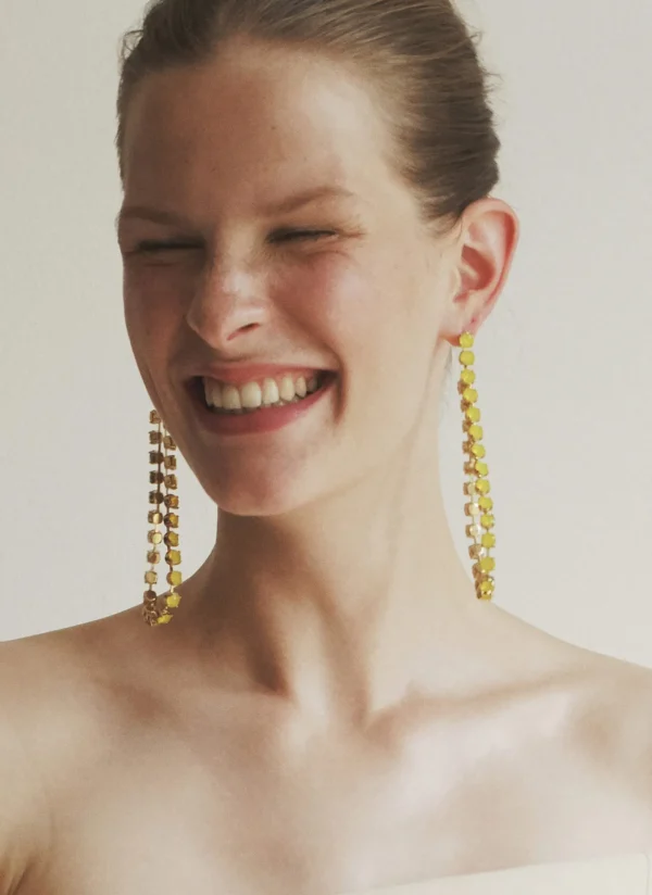 MALAIKARAISS CRYS­TAL LOOP EARRINGS<< Earrings