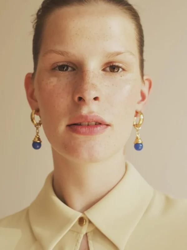 MALAIKARAISS DANGLING GEM­STONECLIP<< Earrings