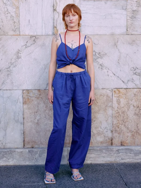 MALAIKARAISS Drawstring Pants deep purple<< Trousers