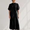 MALAIKARAISS Pleated Dress TrineBlack<< Dresses
