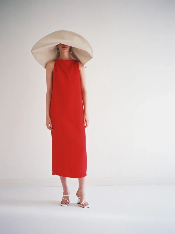 MALAIKARAISS Slip­dress Edie Tomato<< Dresses