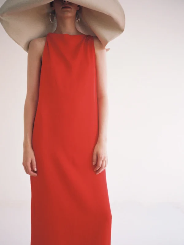 MALAIKARAISS Slip­dress Edie Tomato<< Dresses